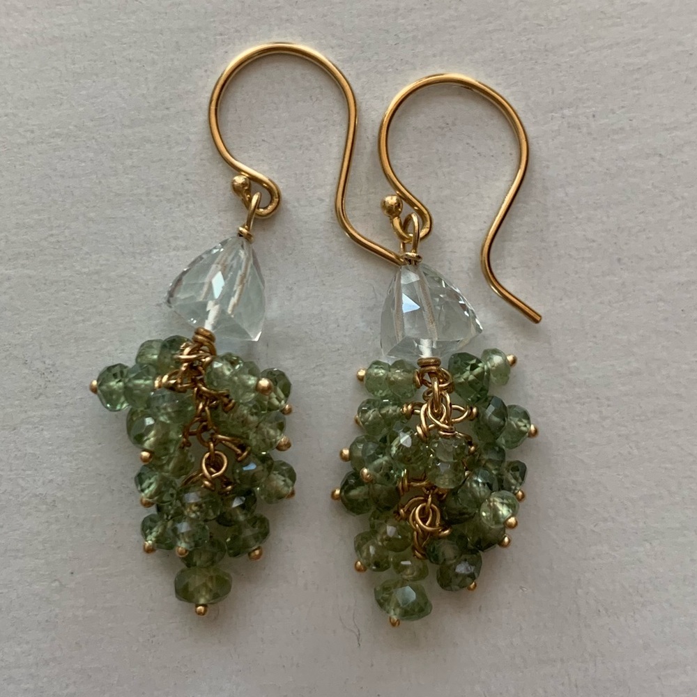 Authentic Prasiolite Earrings on 14K Gold